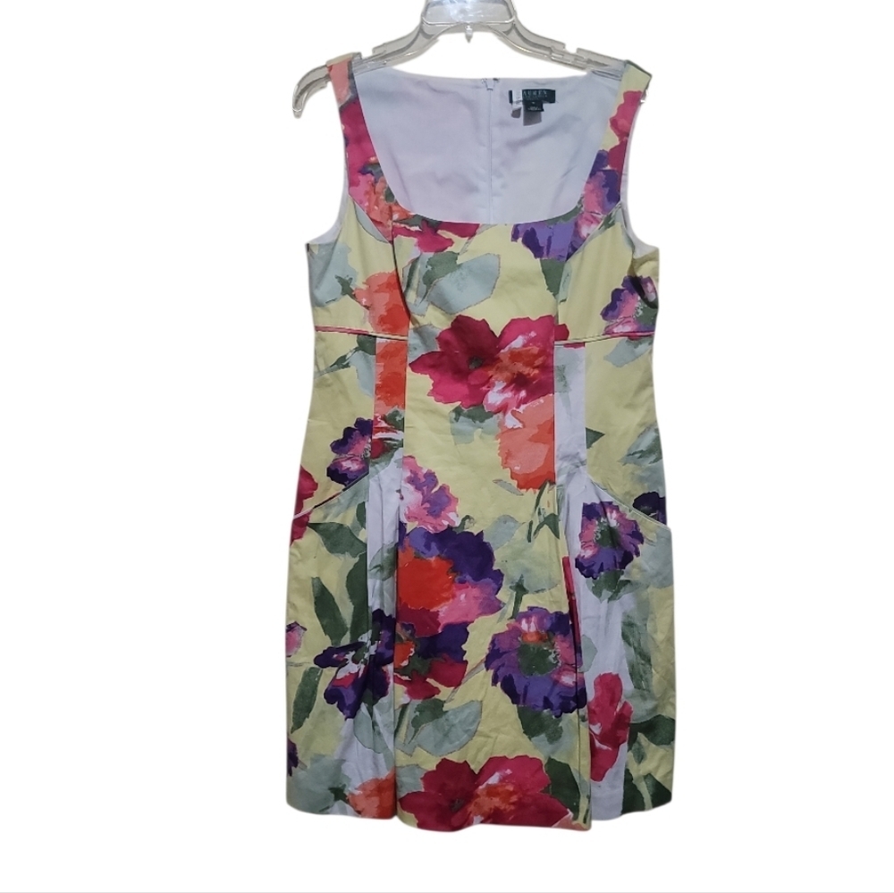 Ralph Lauren Floral Sleeveless Fit and Flare Dress Size 16 - Picture 2 of 7